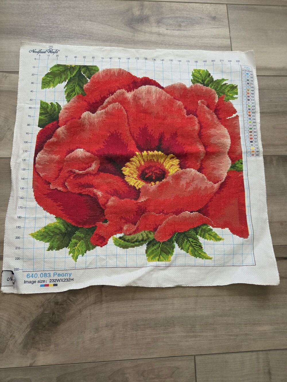 Vibrant Red Poppy Cross-Stitch Canvas